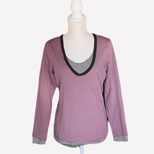 BODEN Layered V Neck Striped Top